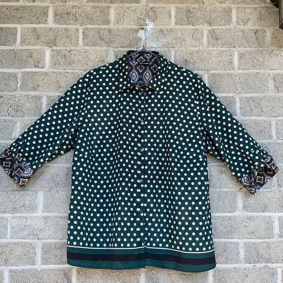 Gerry Weber Polka Dot green shirt| Size 46 - Picture 1 of 9